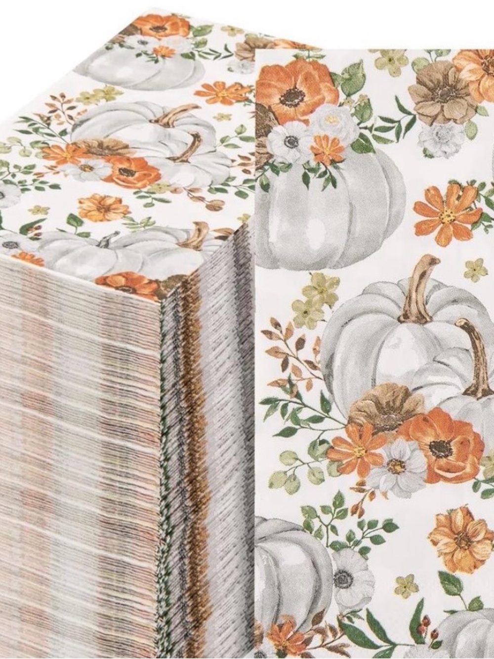 White Pumpkin & Orange Floral Disposable Napkins
